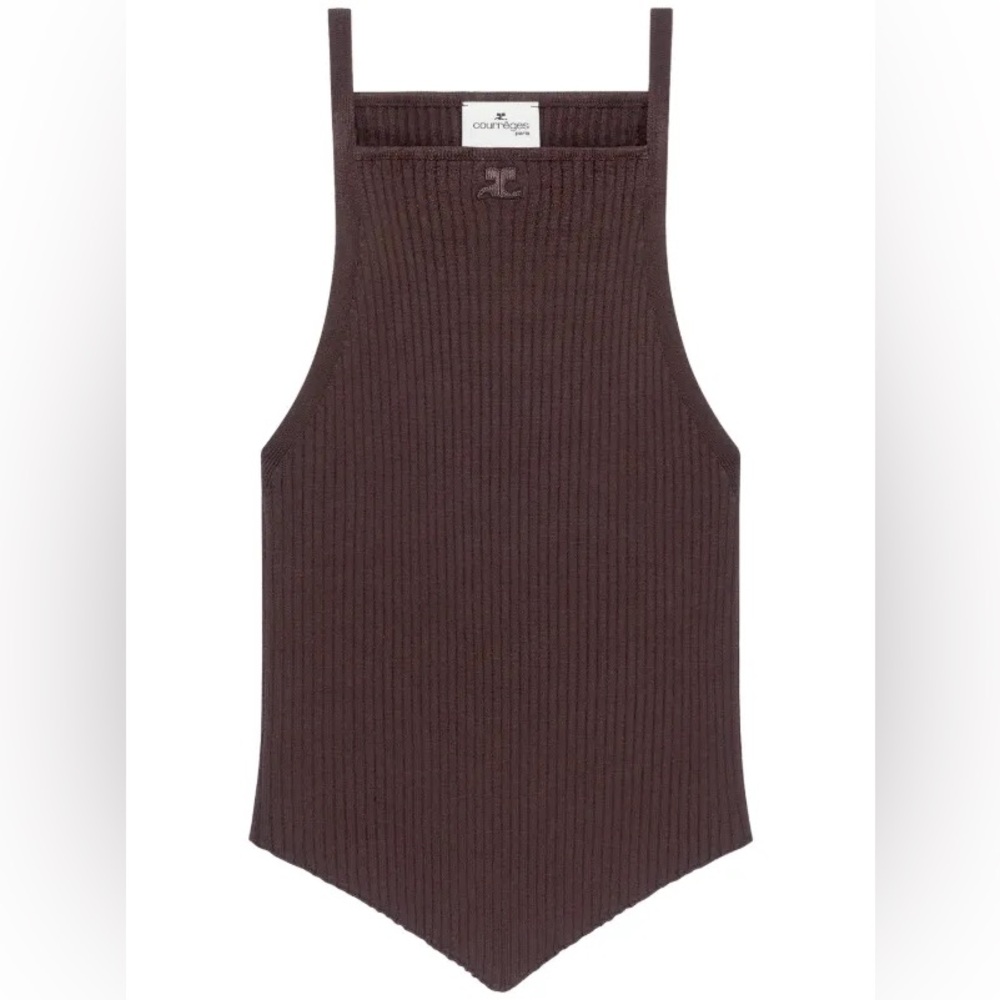 ✨ Courrèges Paris Ribbed Sculpted Tank – Chocolate Brown (XS)